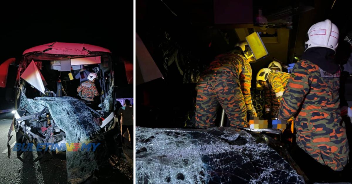 Tiga cedera, 18 lagi terselamat bas ekspres langgar belakang lori