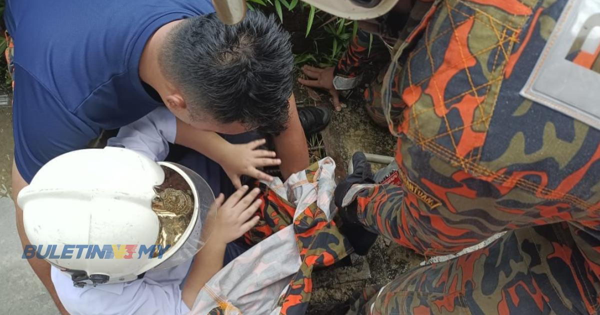 Kanak-kanak lelaki cedera, kaki tersepit jeriji penutup longkang