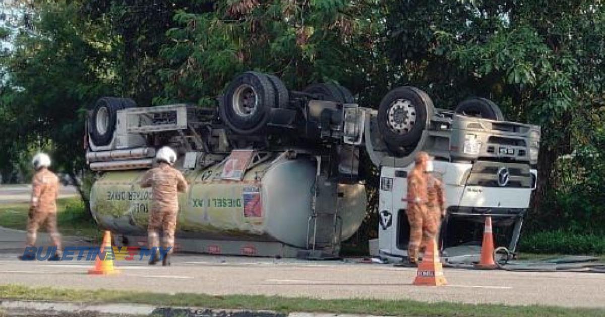 Lori tangki terbalik di Lebuh AMJ, pemandu warga emas selamat