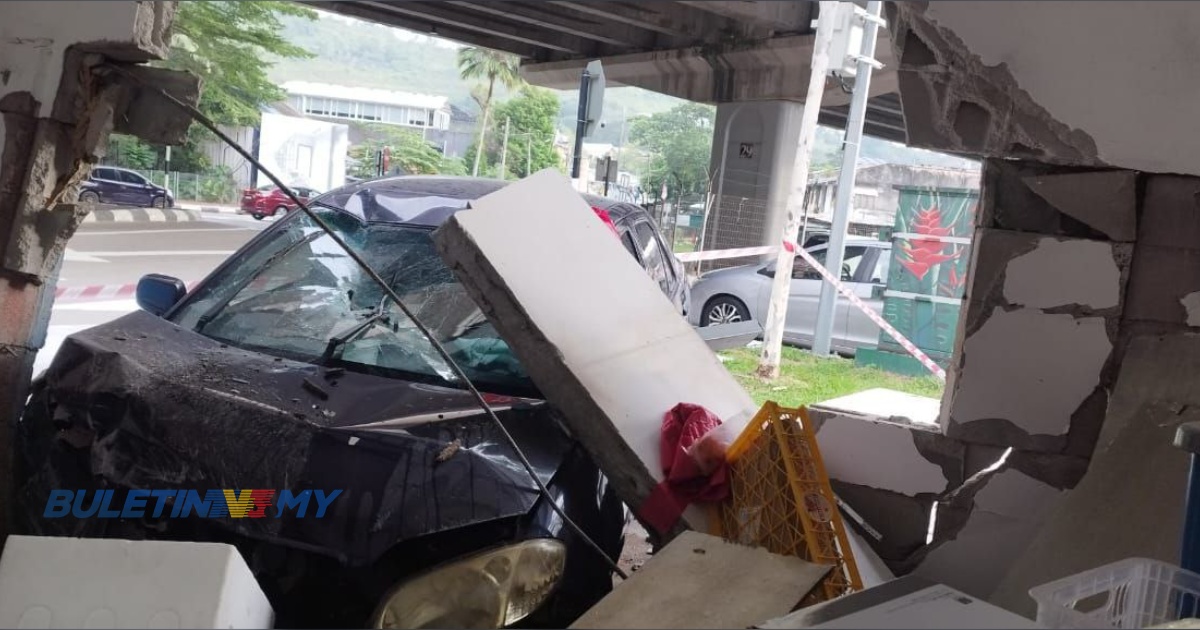 Kereta rempuh pagar sekolah akibat pemandu terlelap